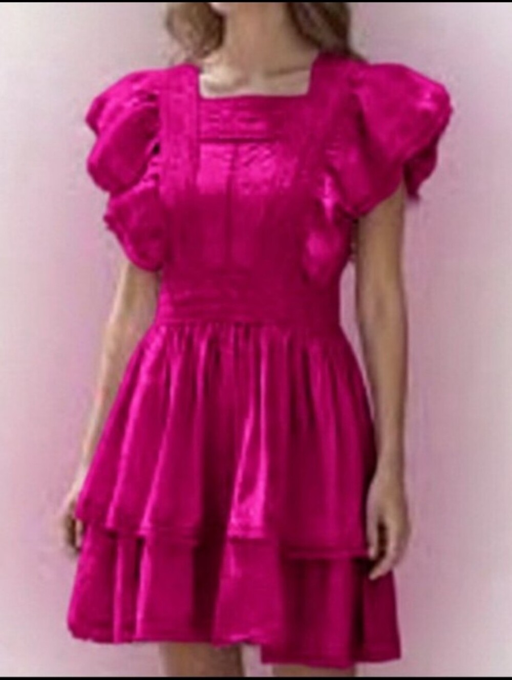 New Chelsea & Violet Hot Pink Tiered Crochet Lace Mini Dress XL
